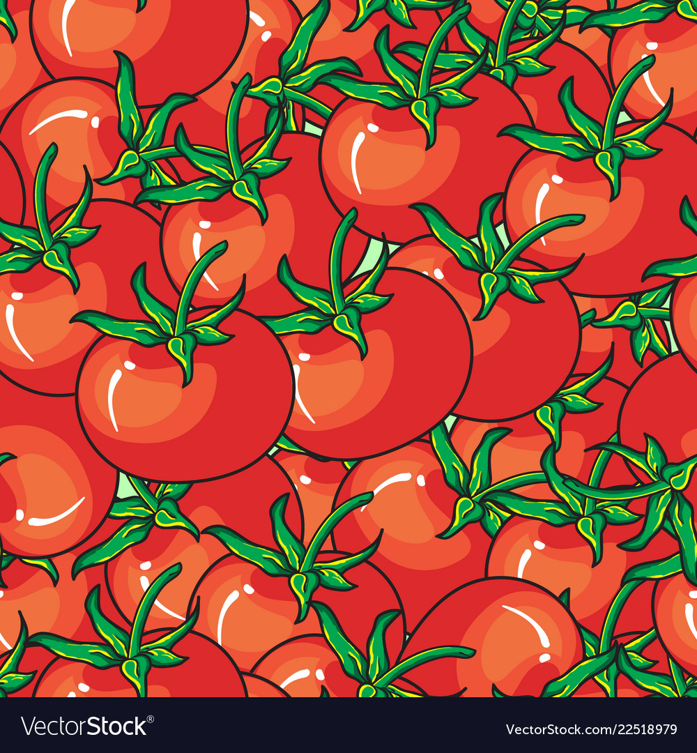Red tomato seamless pattern on background