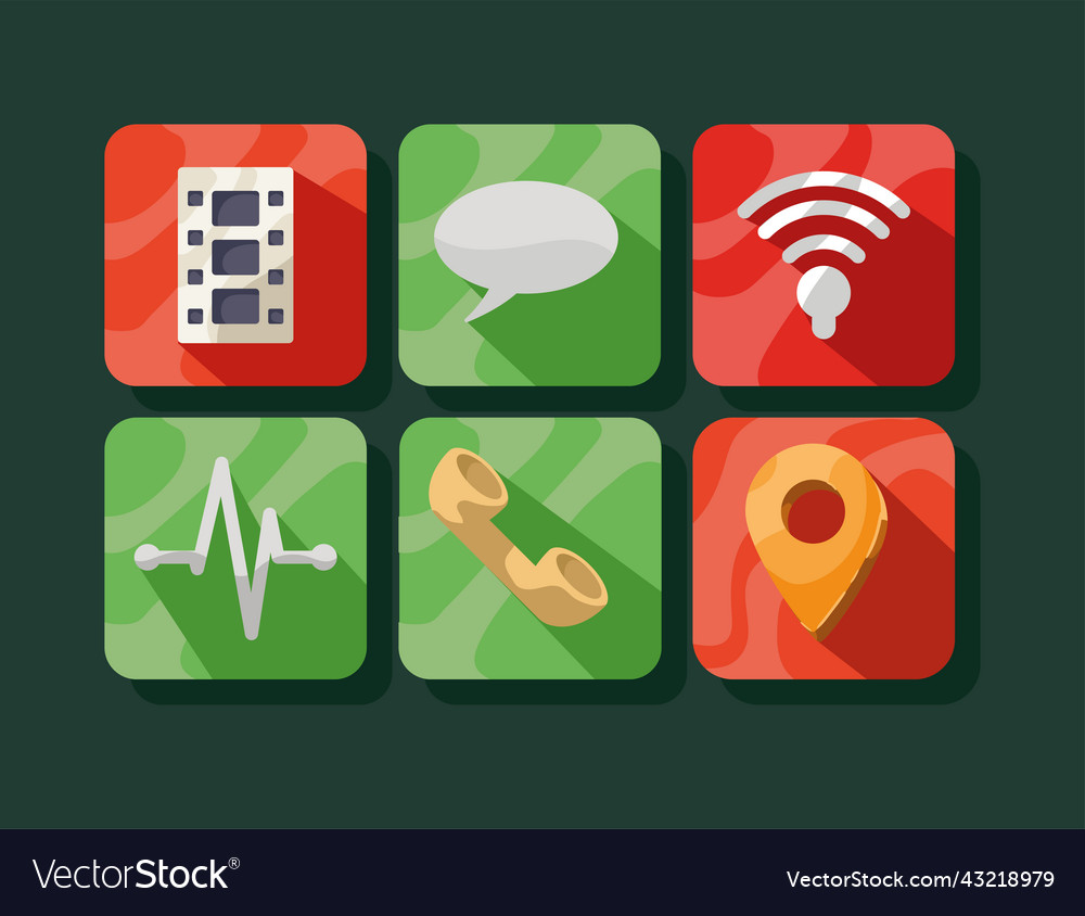 Six applications menu buttons