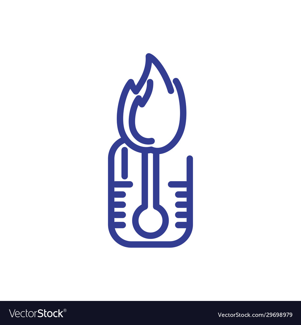 Thermometer with flames line style icon