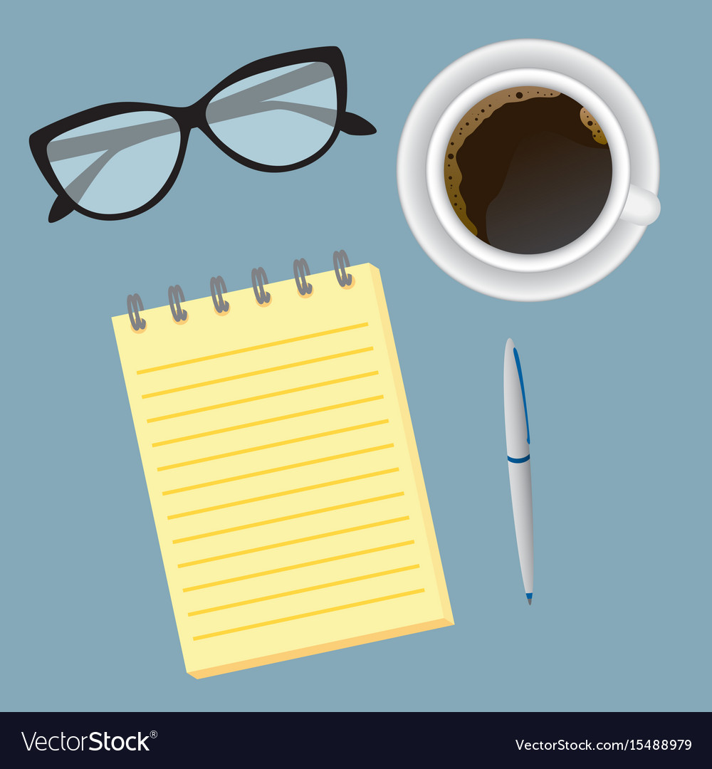 Top View Creative Business Desktop Workspace Of Vector Image