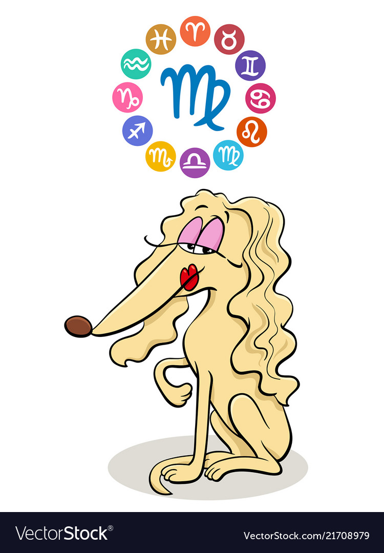 Virgo zodiac sign with cartoon dog Royalty Free Vector Image