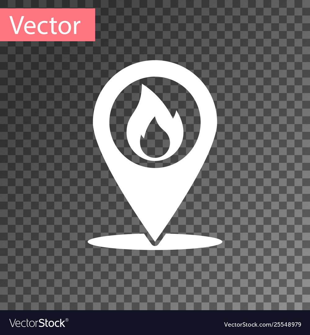 White map pointer with fire flame icon isolated vector image White map pointer with fire flame icon isolated