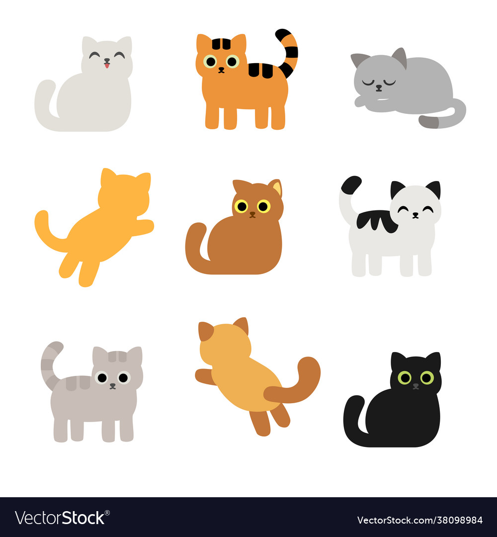 A collection cat cartoon images for web design