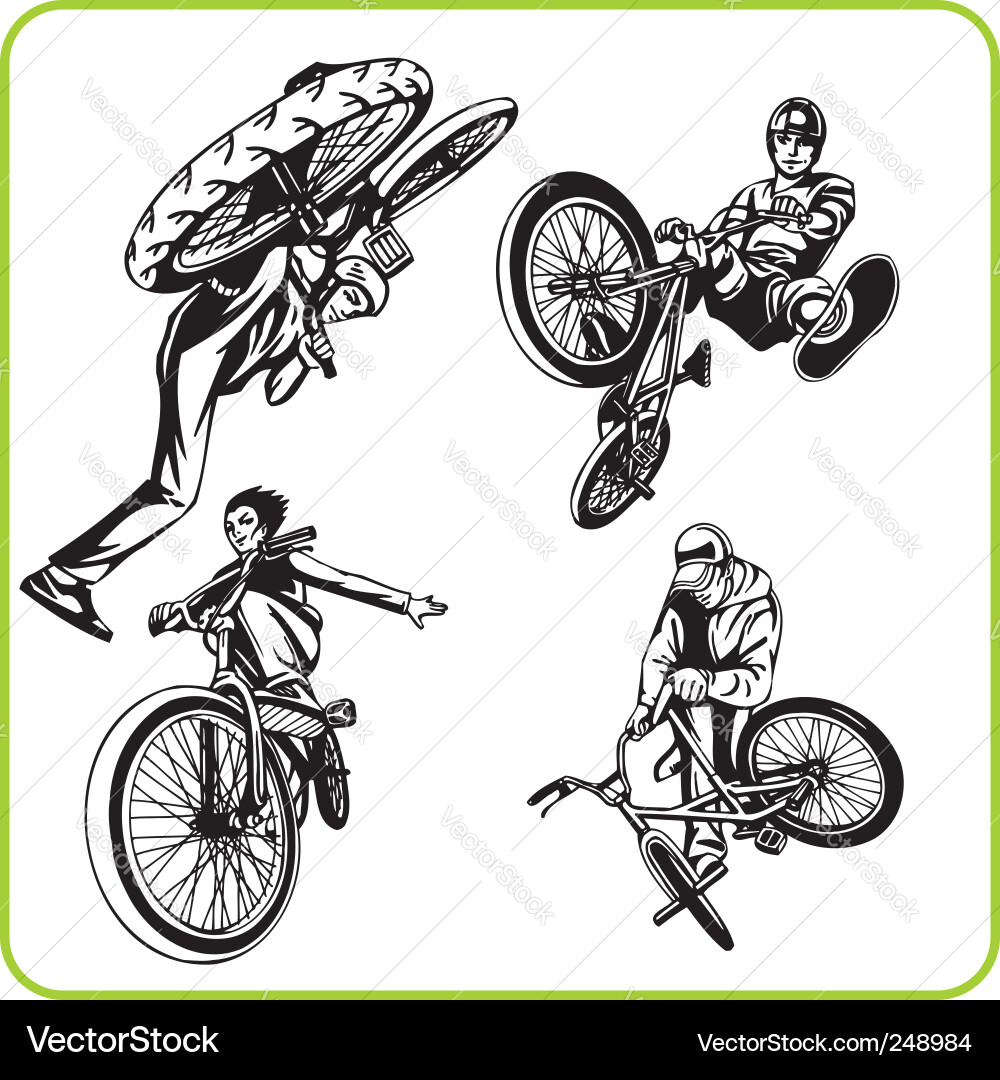 Bmx silhouettes Royalty Free Vector Image - VectorStock