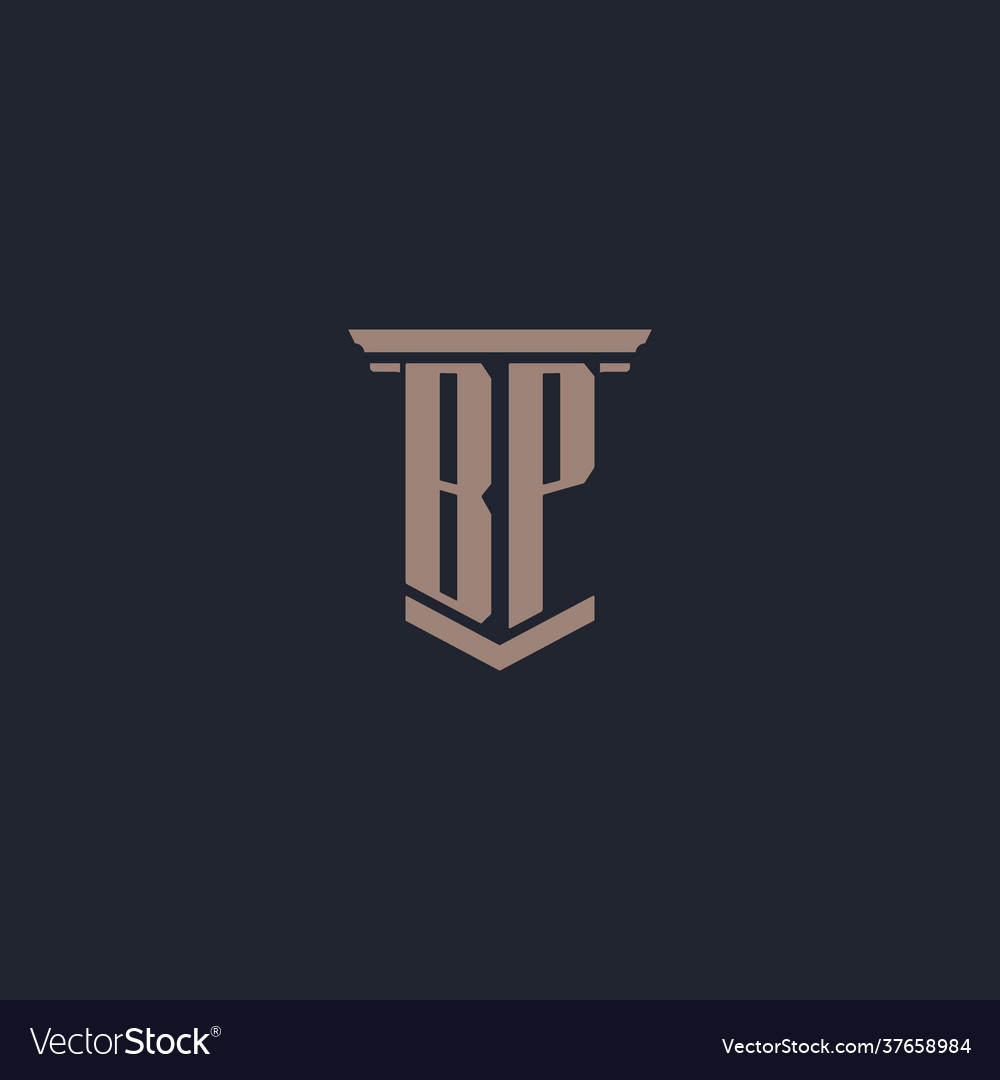 Bp initial monogram logo with pillar style design