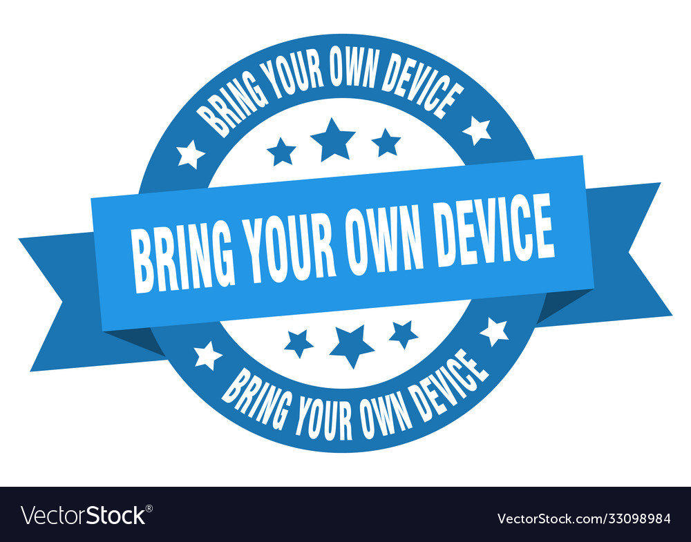 Bring your own device round ribbon isolated label