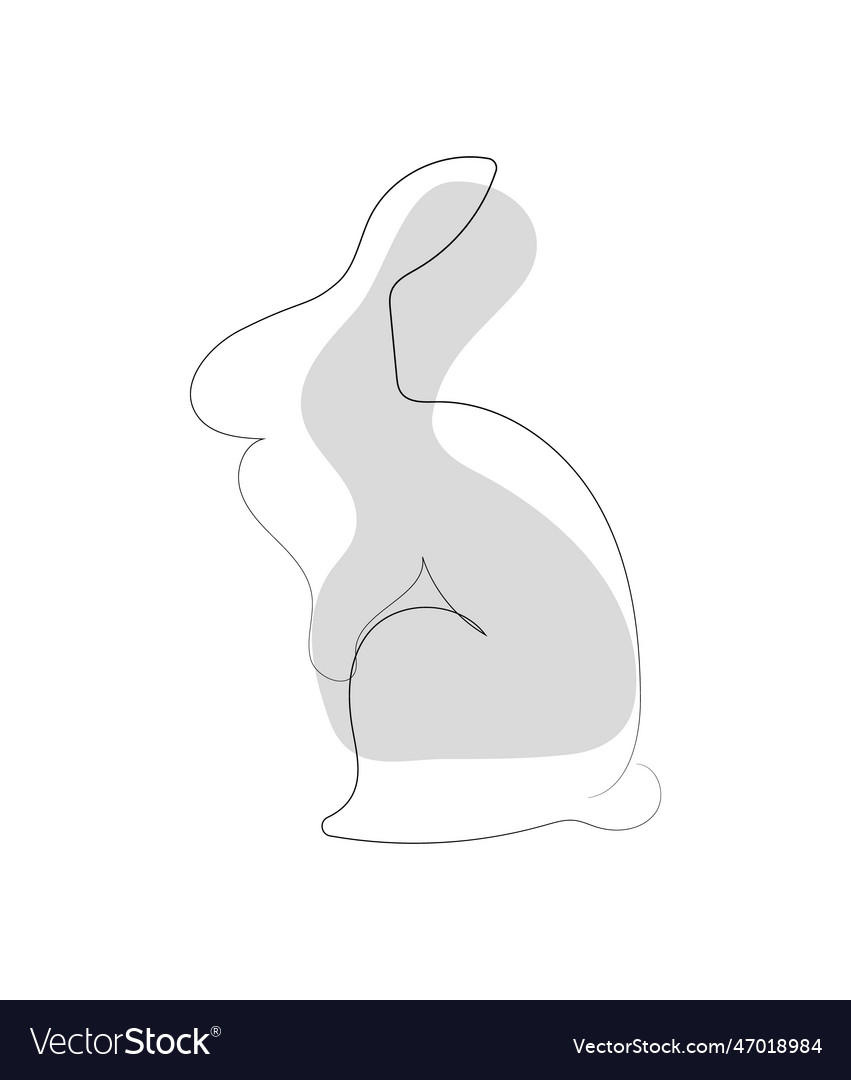 Bunny in a linear style with colored spot