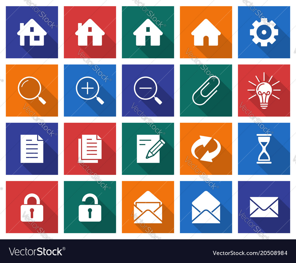 Collection of square icons user interface set 1
