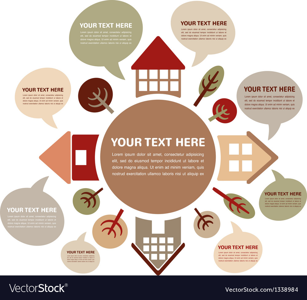 Infographics of houses and trees in pastel colors Vector Image