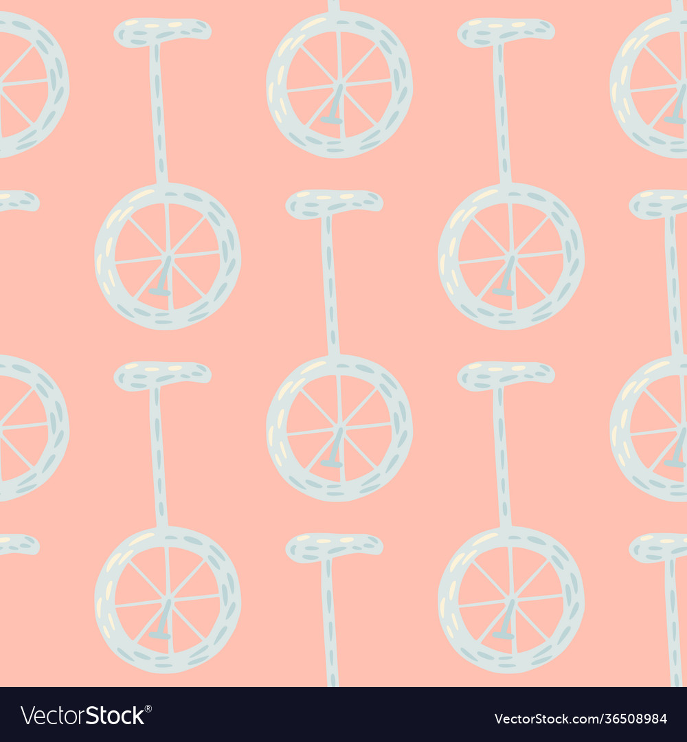 Light tones seamless pattern with simple bicycle
