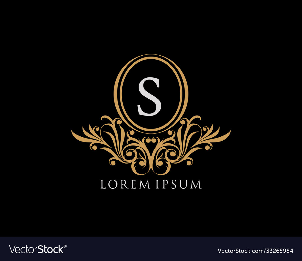 Luxury s letter logo calligraphic vintage vector image Luxury s letter logo calligraphic vintage
