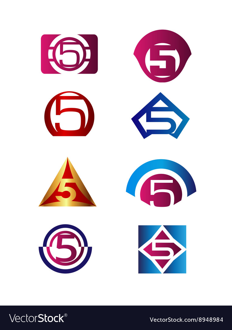 Number 5 logo icon design template elements