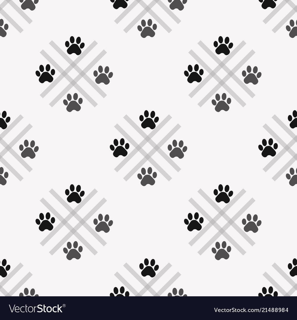 Paw print seamless traces of cat textile pattern vector image Paw print seamless traces of cat textile pattern