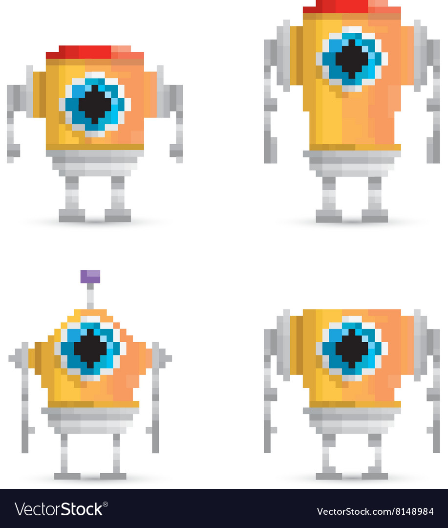 Pixel style robot set
