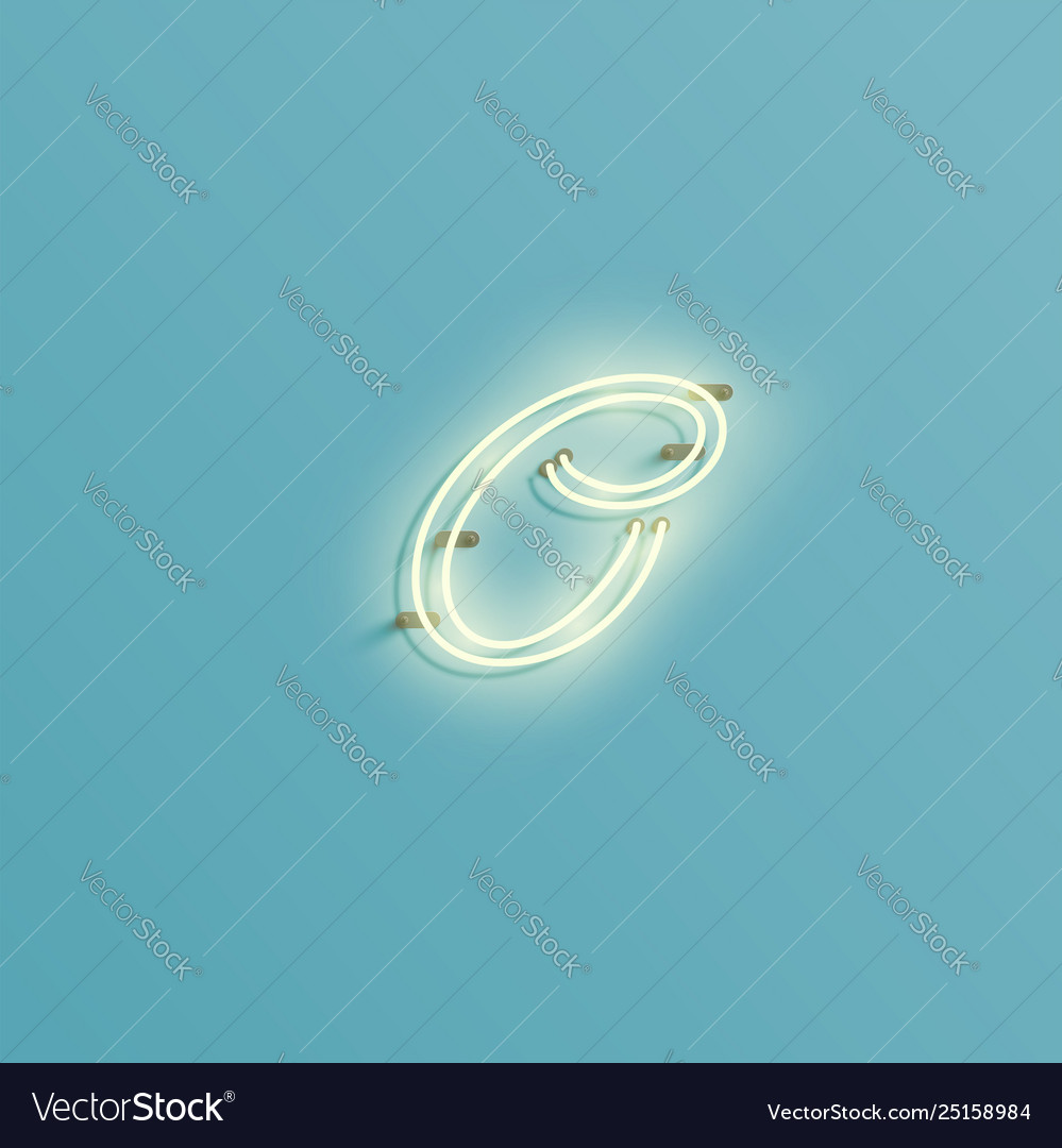 Realistic neon character from a typeset