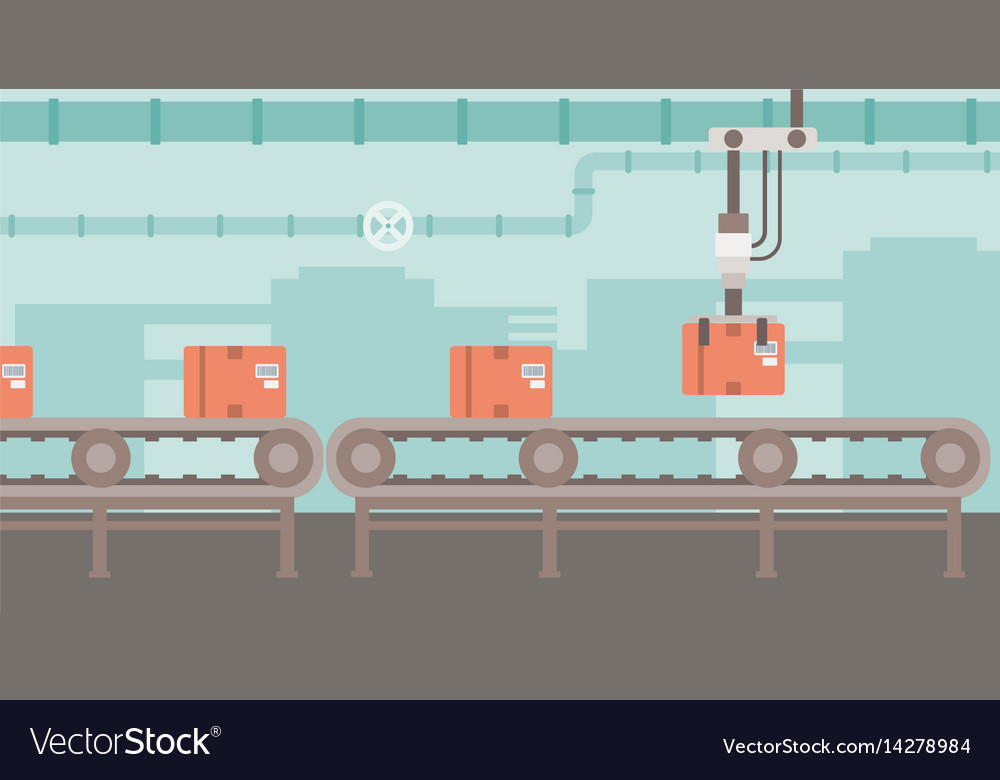Transportband für Roboterverpackungen vector image Transportband für Roboterverpackungen