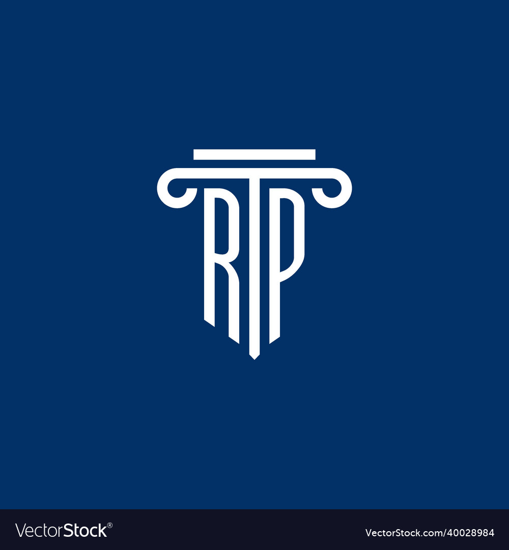 Rp initial logo monogram with simple pillar icon