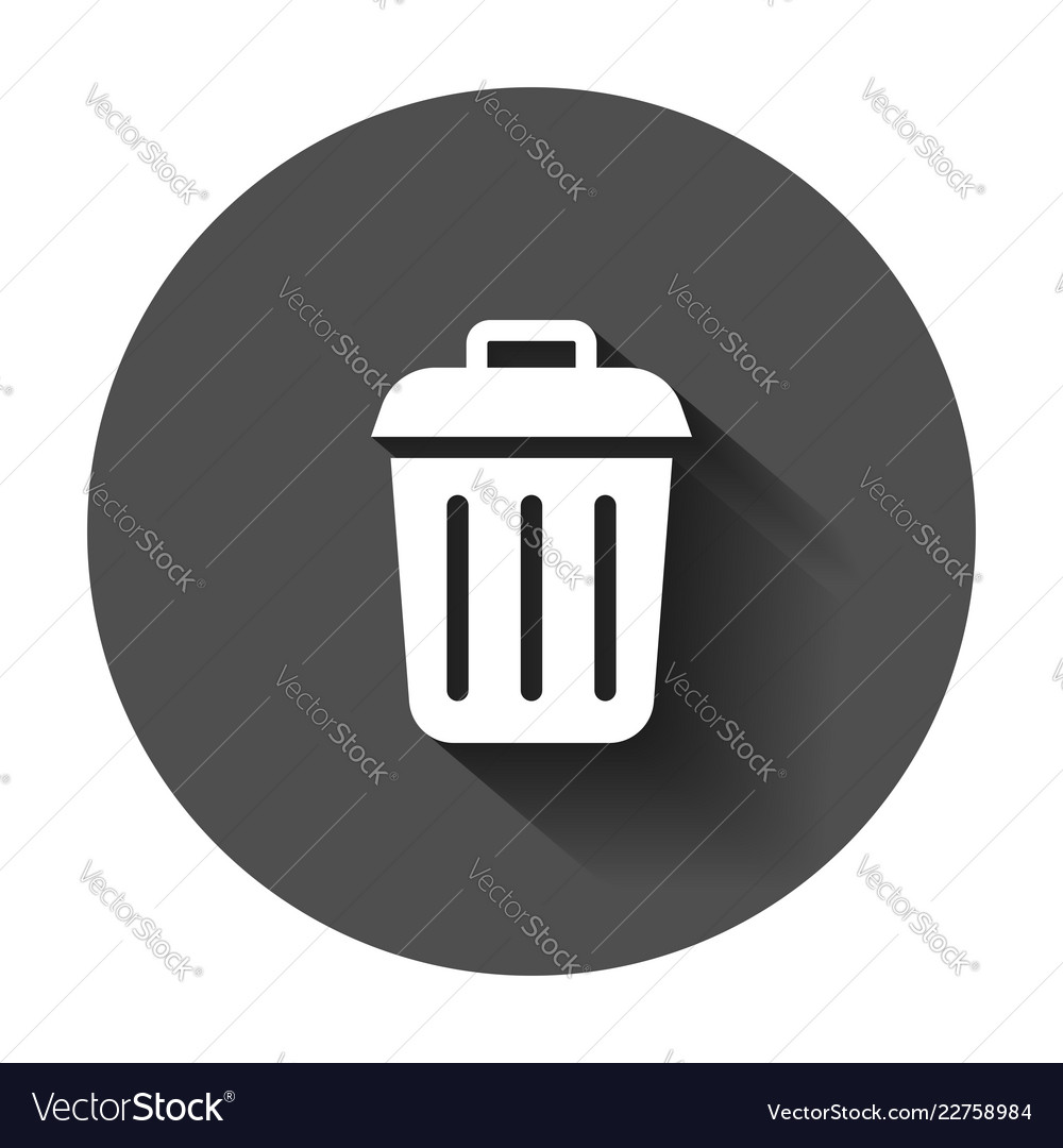 Trash bin garbage icon in flat style bucket vector image Trash bin garbage icon in flat style bucket