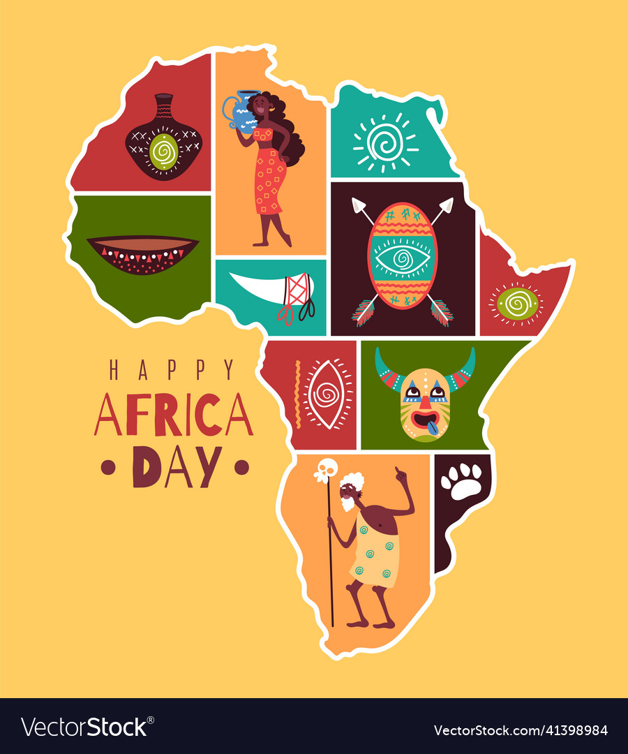 Tribe african map framed fragments of culture Vector Image