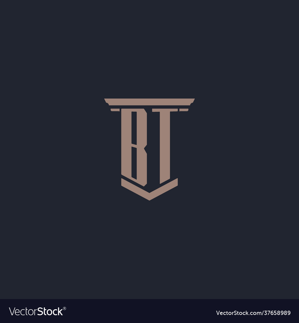 Bt initial monogram logo with pillar style design