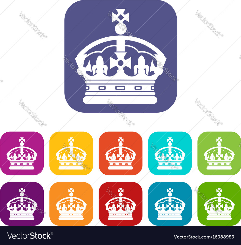 Crown Icons Set Royalty Free Vector Image Vectorstock