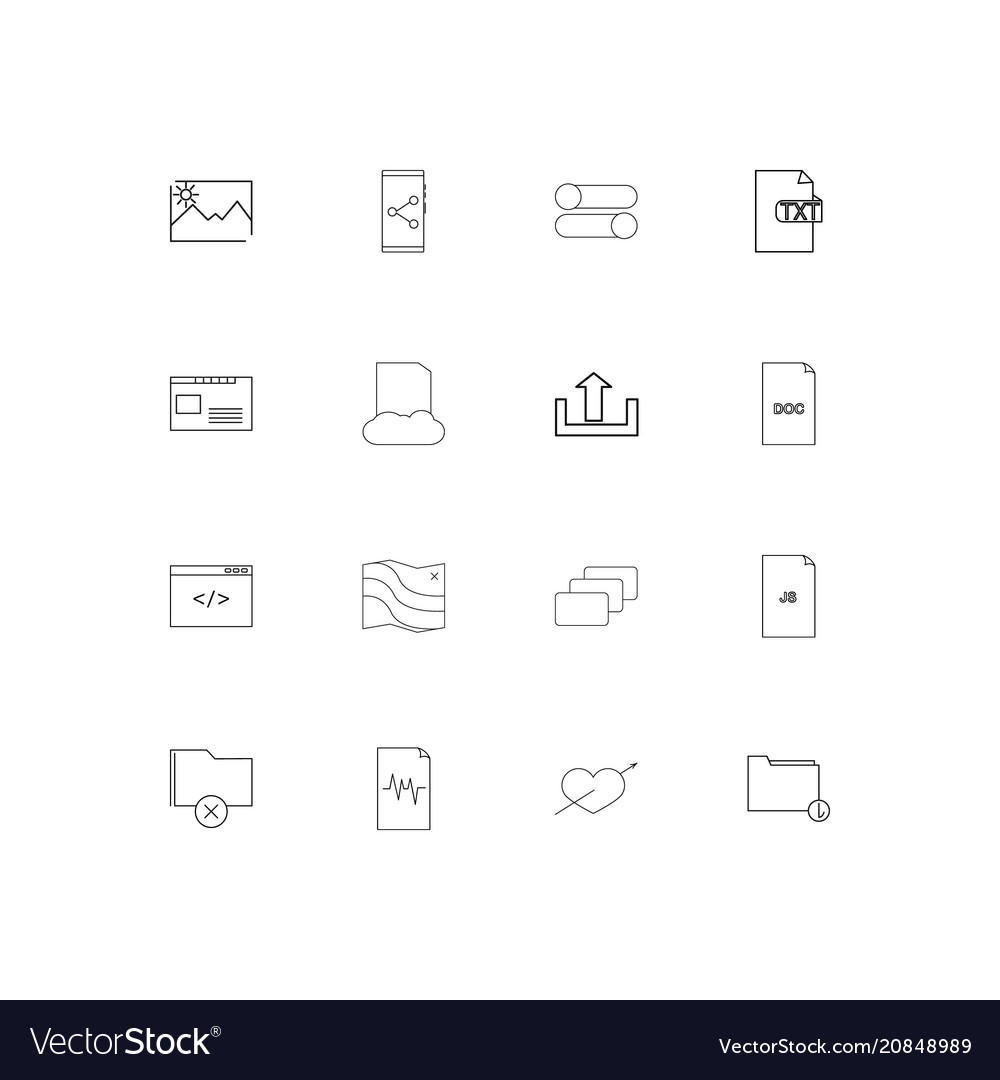 Files and folders sign linear thin icons set