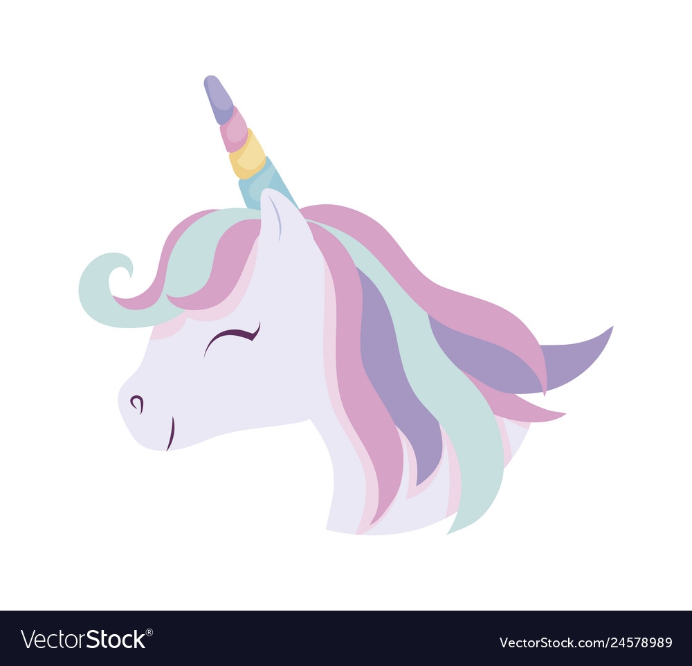 Head Of Cute Unicorn Isolated Icon Royalty Free Vector Image
