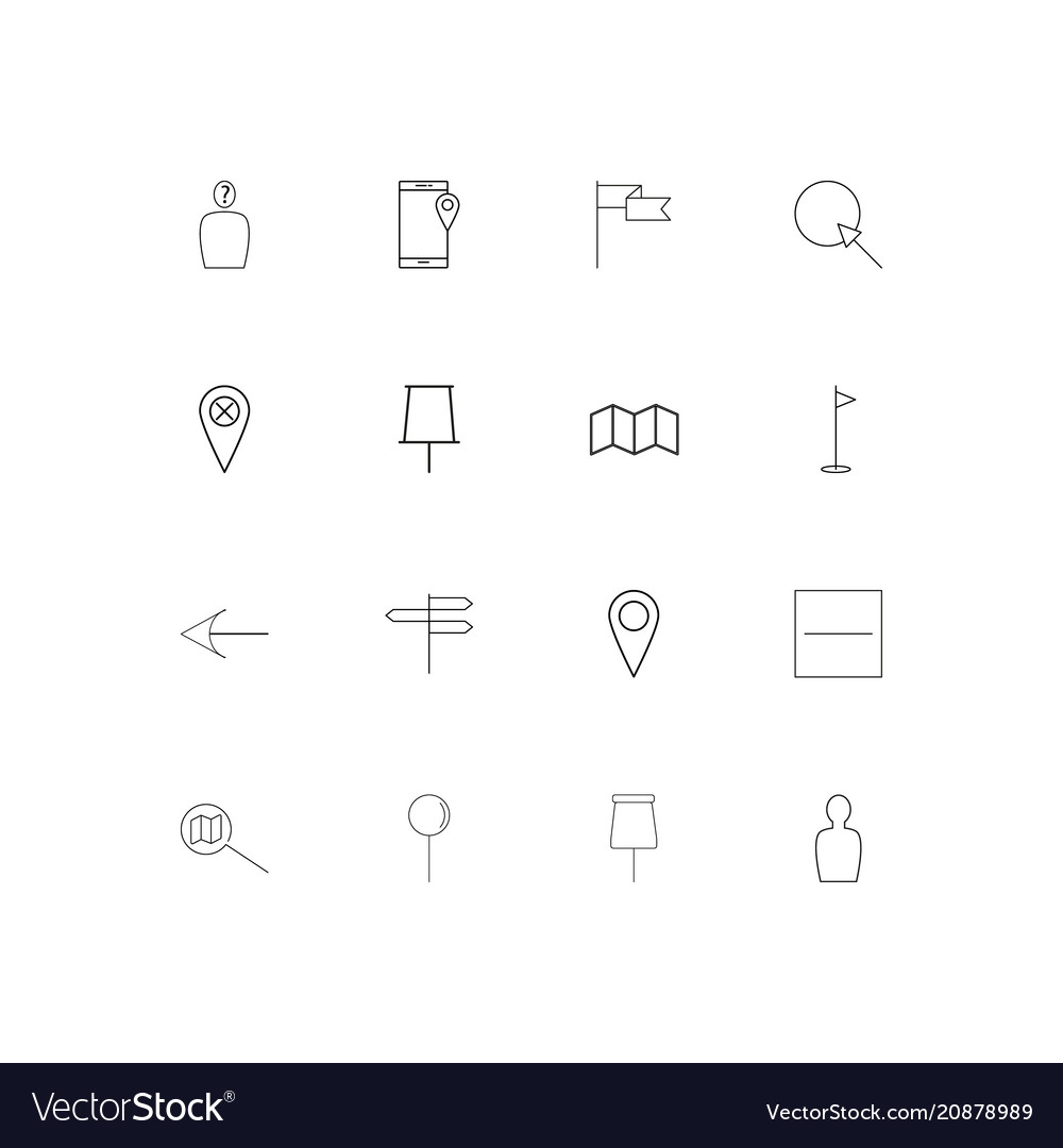 Maps and navigation linear thin icons set