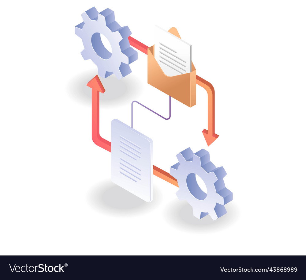 Process of sending and receiving data email vector image Process of sending and receiving data email