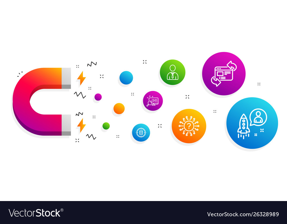 Refresh website search and question mark icons vector image Refresh website search and question mark icons