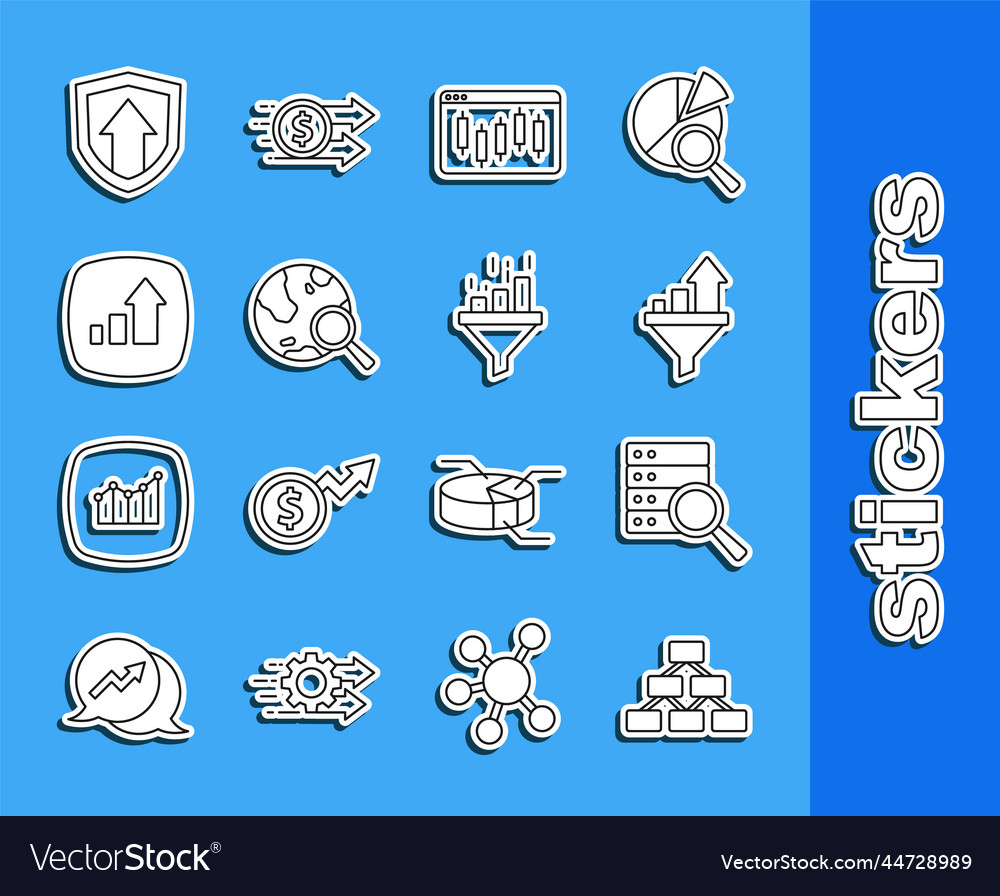 Set line hierarchy organogram server sales vector image Set line hierarchy organogram server sales