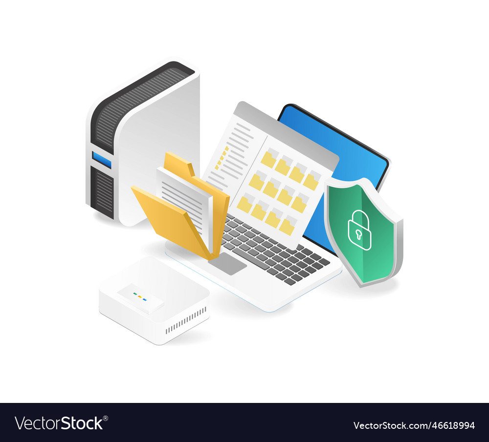 3d Concept Isometric Of Personal Data Network Vector Image