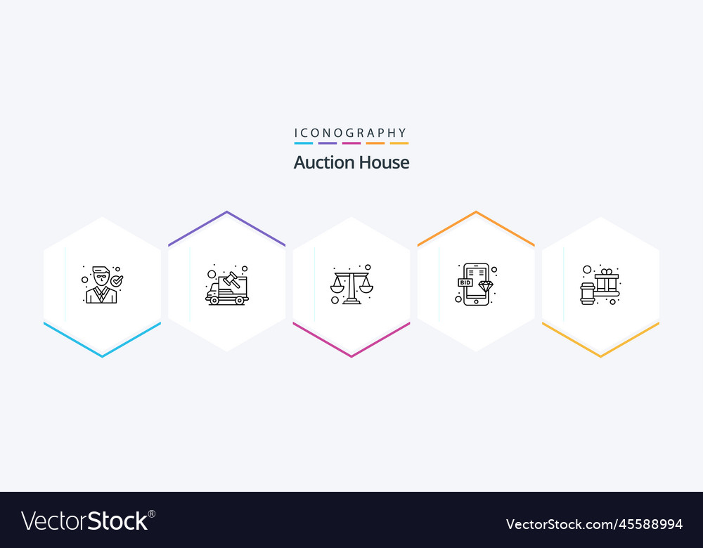 Auction 25 line icon pack including phone bid