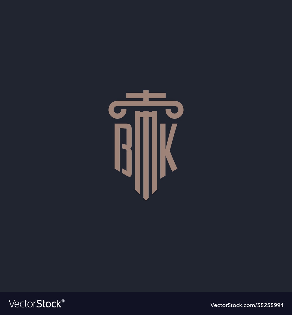 Bk initial logo monogram with pillar style design