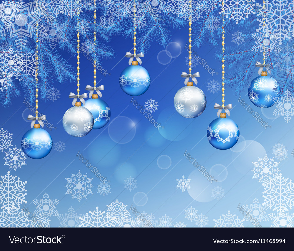 Christmas Background With Blue And Silver Decorations Vector Eps10 Stock  Illustration - Download Image Now - iStock