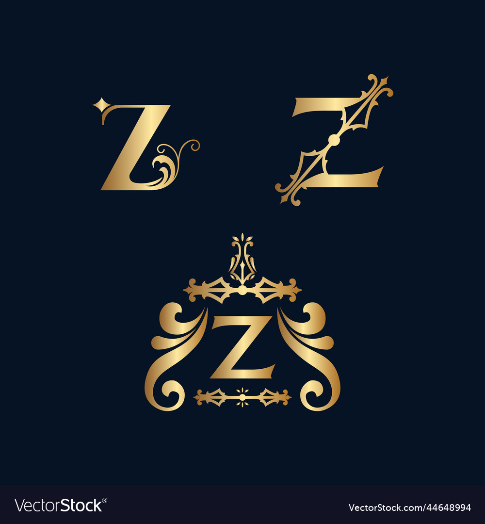 Cosmetic gold brand logo letter z