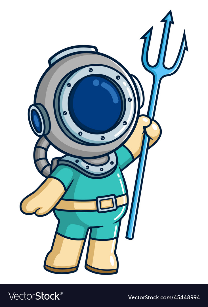 Diver Holding A Big Trident Royalty Free Vector Image