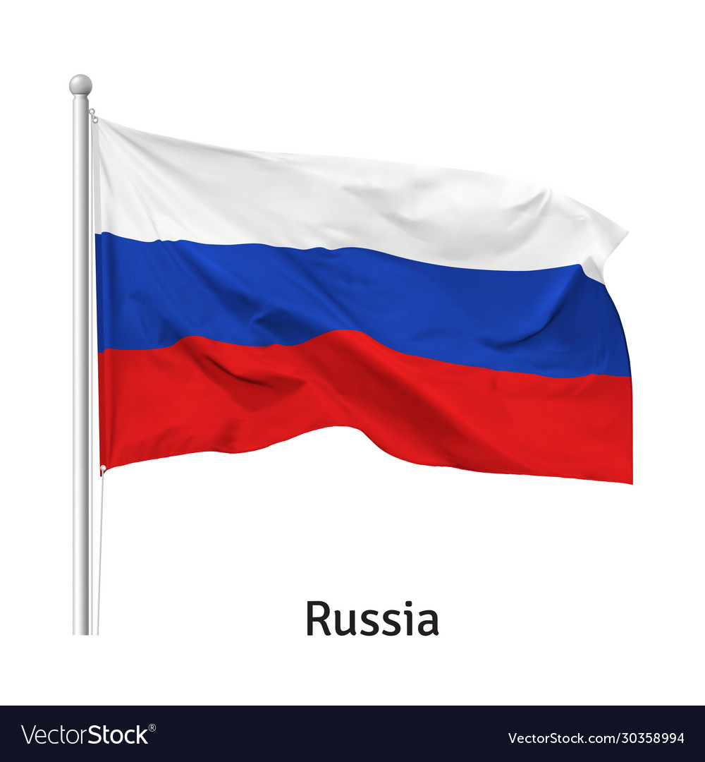 Map of the Russian Federation colored like the Russian flag Stock Vector