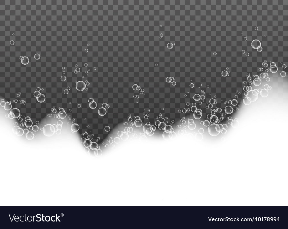 Foam effect with soap bubbles isolated
