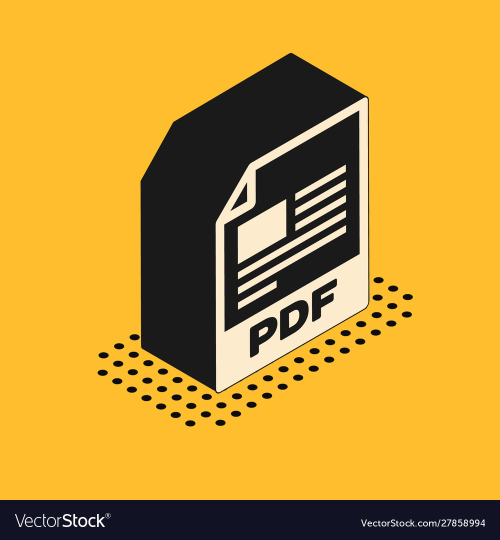 Isometric pdf file document download button vector image Isometric pdf file document download button