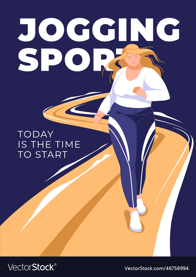 Jogging for the plus size woman with road vector image Jogging for the plus size woman with road