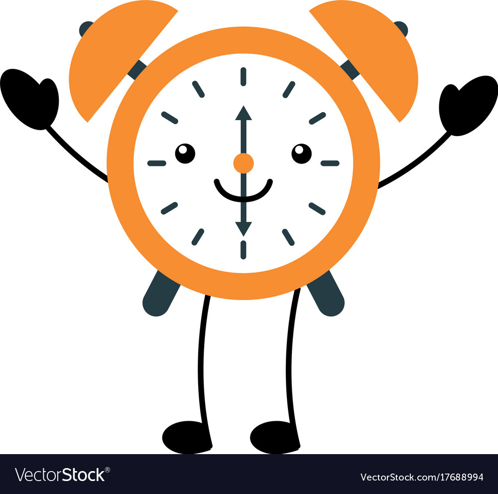 Kawaii alarm clock time alert bell hour cartoon Vector Image