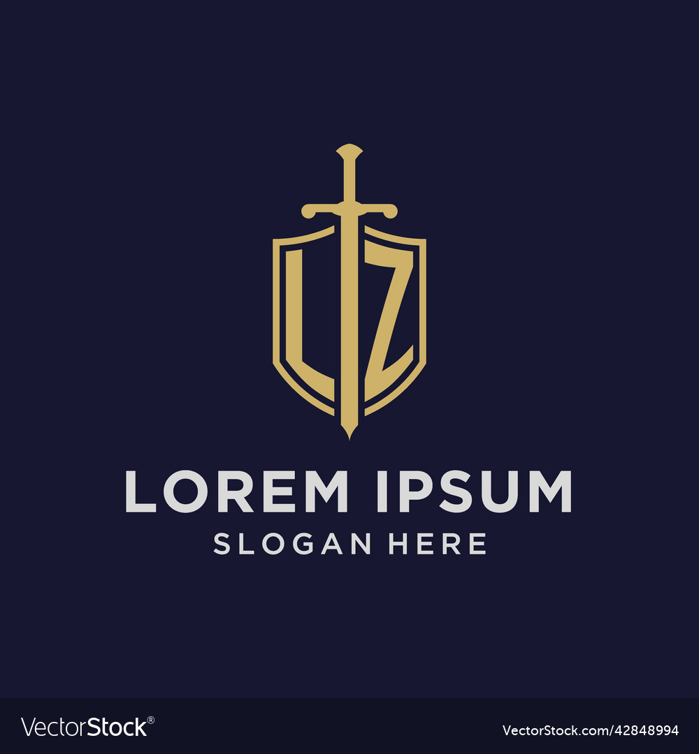 Lz logo initial monogram with shield and sword