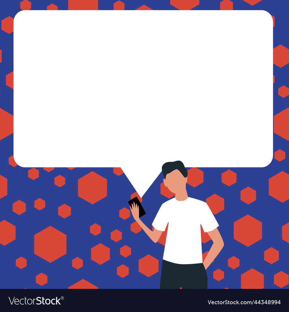 Presenter with conversation bubble showing new Vector Image Presenter with conversation bubble showing new