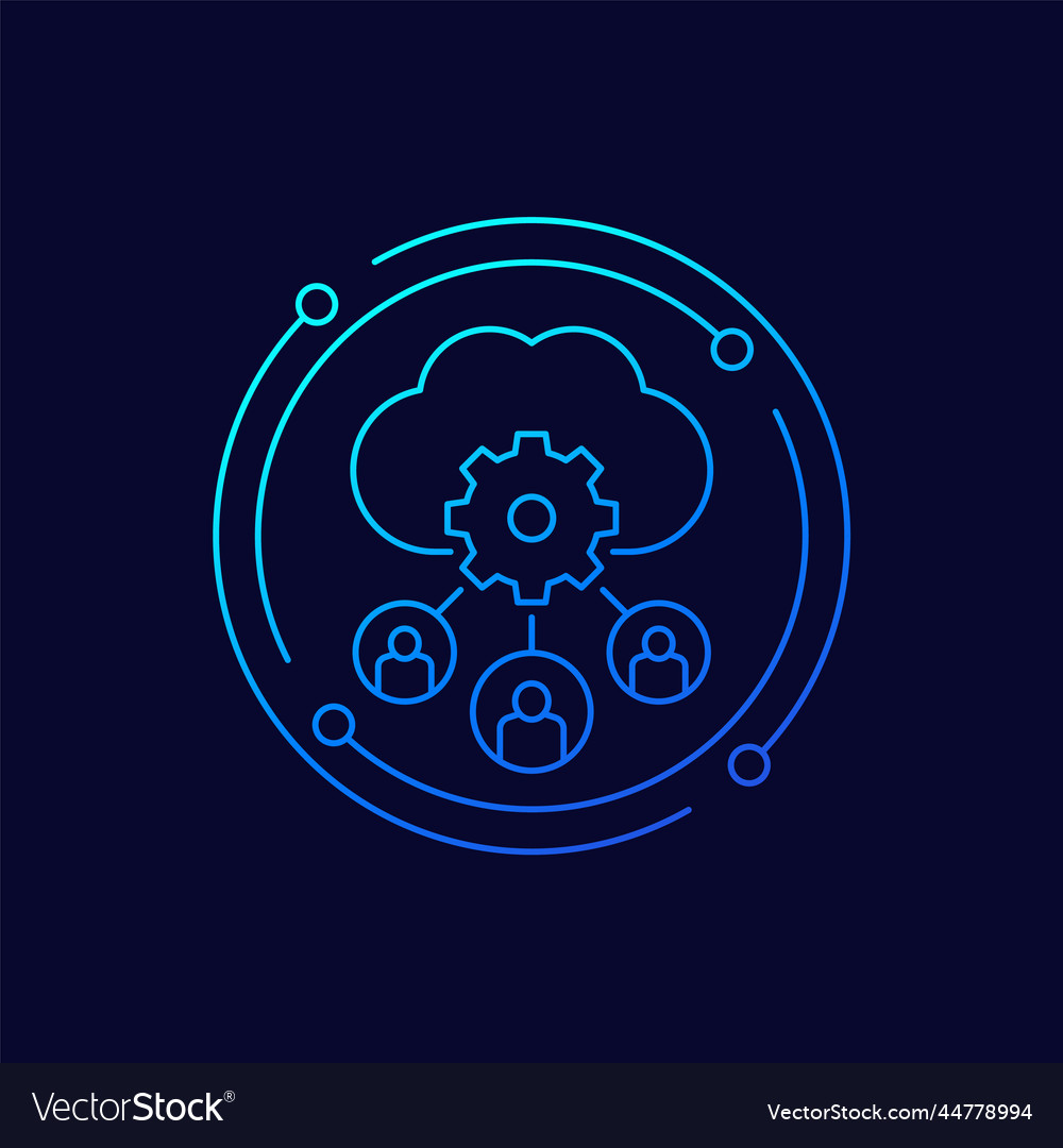 Process user data in cloud line icon vector image Process user data in cloud line icon