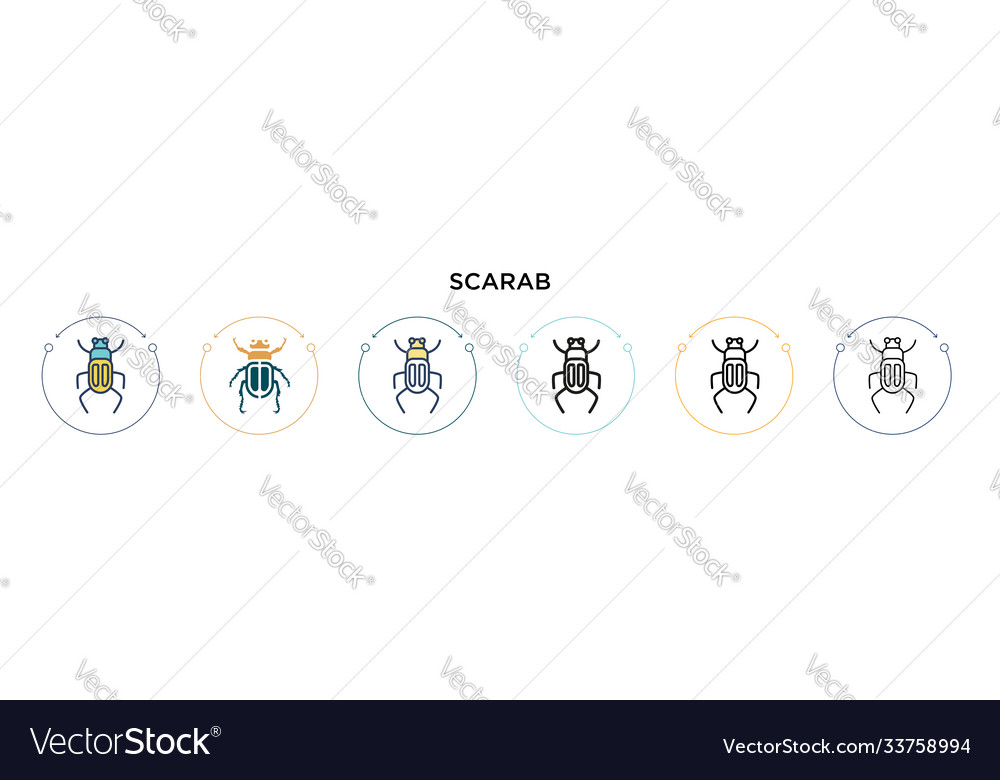 Scarab icon in filled thin line outline