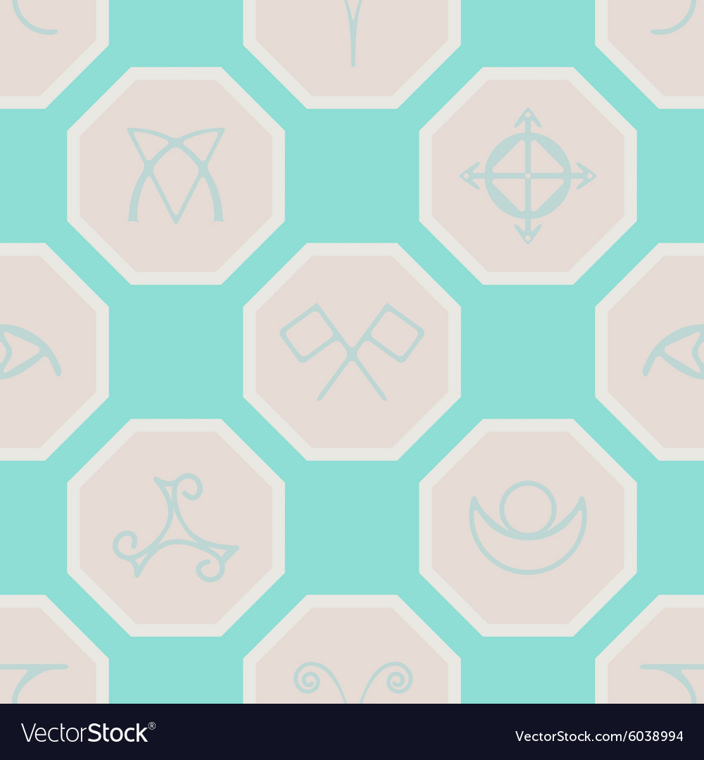 Seamless background with pagan symbols