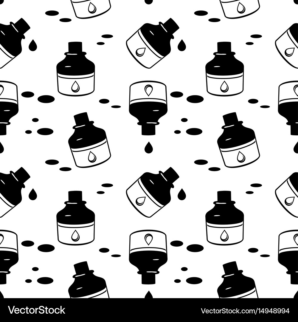 Seamless pattern with ink bottle Royalty Free Vector Image