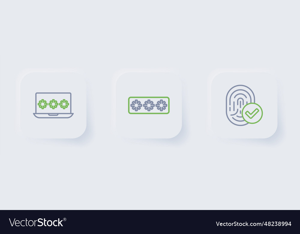 Set line fingerprint password protection Vector Image Set line fingerprint password protection