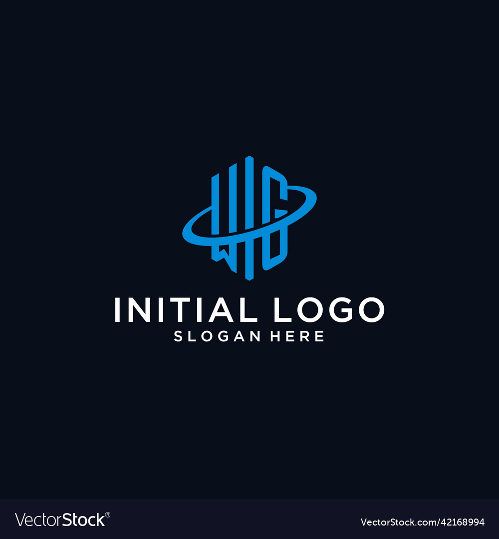 Wg initial monogram logo with hexagonal shape